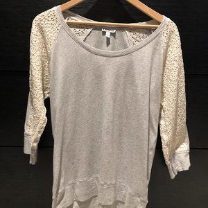 Light Grey Express women's sweater with embroidered sleeves size L